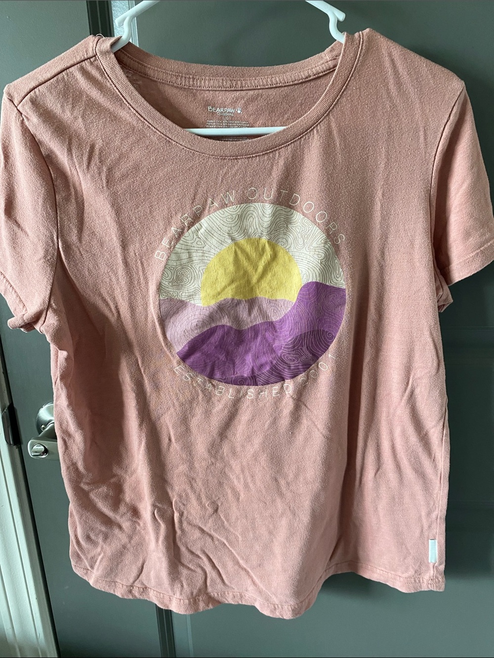 BearPaw Pink Short-Sleeve Graphic Tee with Sunset Print